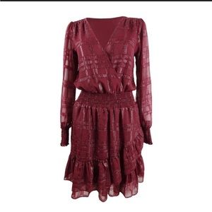 Michael Michael Kors Women's Shiny Plaid Smocked Dress Size S